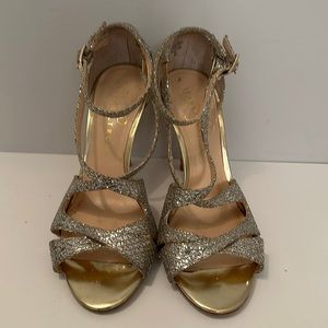 Ivanka Trump sequined evening 4 incch strapped heels size 7M